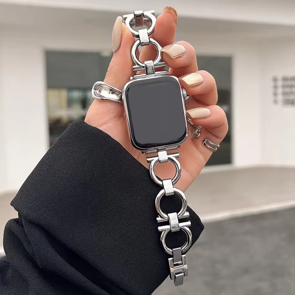 Silver Apple watch chain band