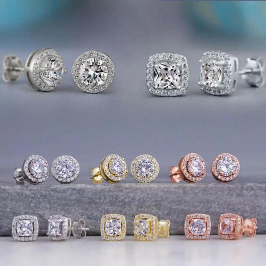 8.5mm CZ Square Stud Earrings - LOX VAULT