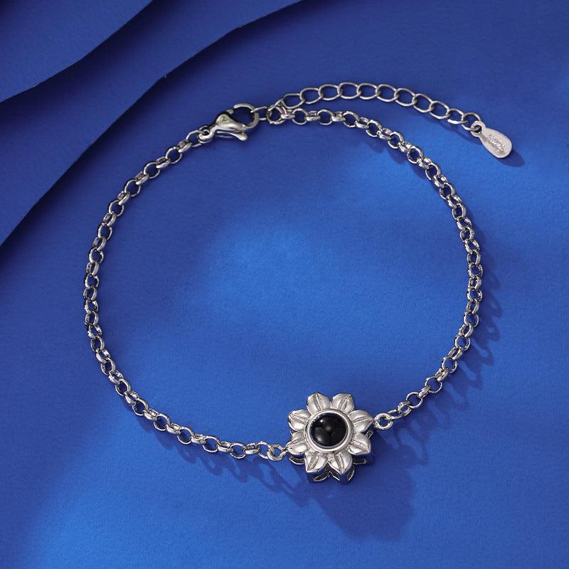 Eternal Sunshine: Personalised Photo Projection Sunflower Bracelet - LOX VAULT