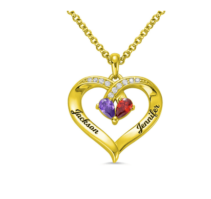 Gemstone Heart Name Necklace - LOX VAULT