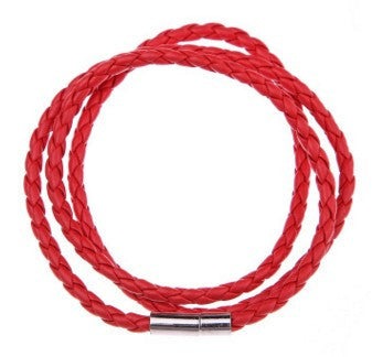 Red Personalised Braided Leather Bracelet