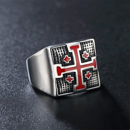 Red Crusade Men's Titanium Steel Ring - Lox Vault