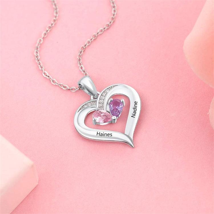 Gemstone Heart Name Necklace - LOX VAULT