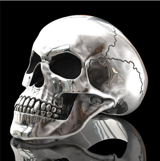 Sterling Silver Ghost Head Skull Ring - LOX VAULT