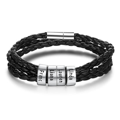 Personalised Men's Braided Leather Bracelet