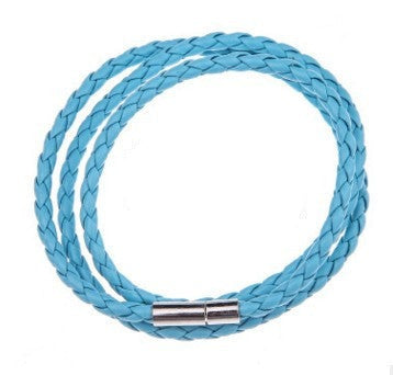 Blue Personalised Braided Leather Bracelet