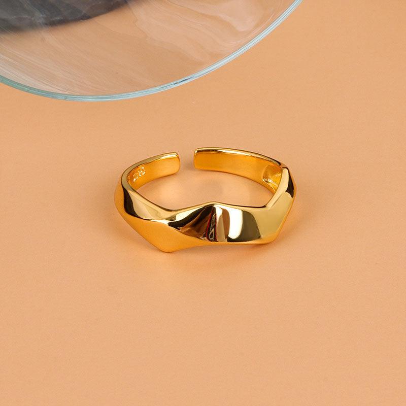 European And American Irregular Glossy Geometric Rhombus Opening Ring - LOX VAULT