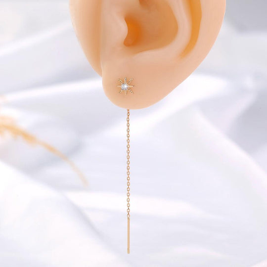 Gold Hexagram Zircon Copper Accessories Tassel Ear Wire - LOX VAULT