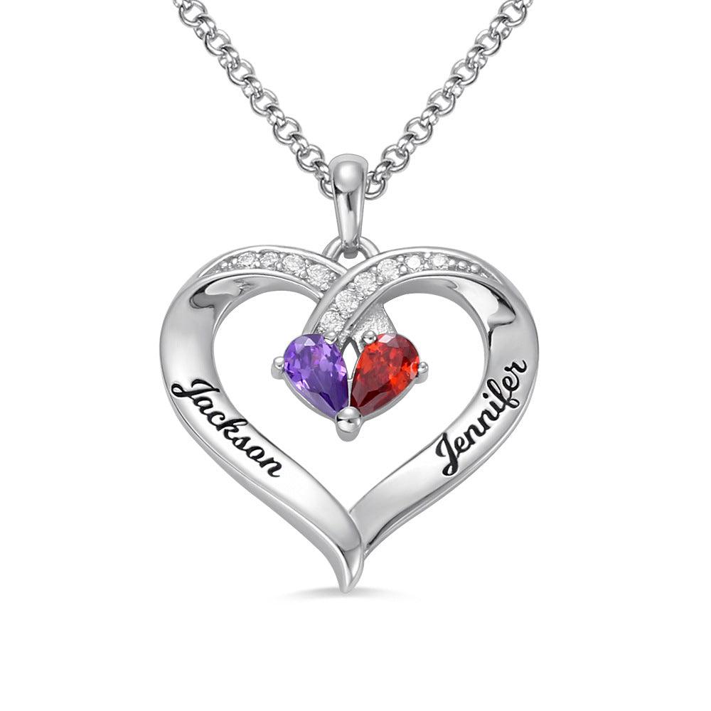 Gemstone Heart Name Necklace - LOX VAULT