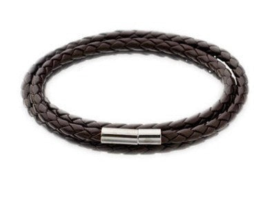 Dark Brown Personalised Braided Leather Bracelet