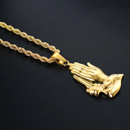 Praying Hands Titanium Twist Necklace - LOX VAULT