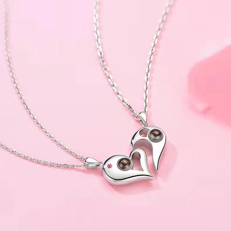 Personalised Couple Double Heart Projection Necklace - LOX VAULT