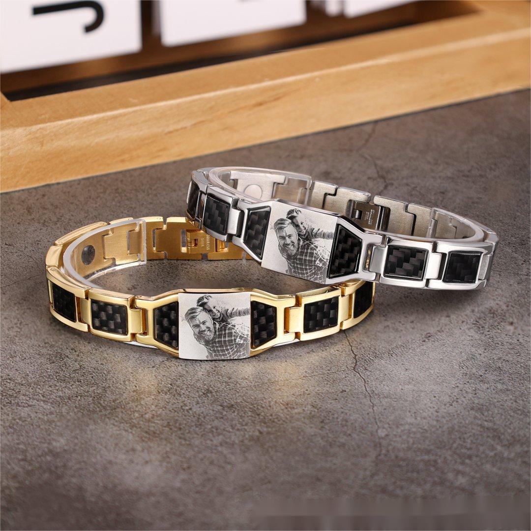 Personalised Magnetic Carbon Fiber Titanium Bracelet