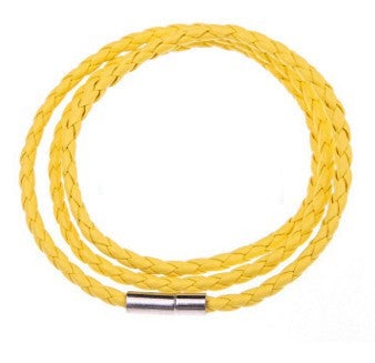 Yellow Personalised Braided Leather Bracelet