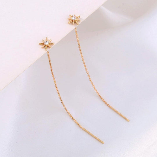 Gold Hexagram Zircon Copper Accessories Tassel Ear Wire - LOX VAULT