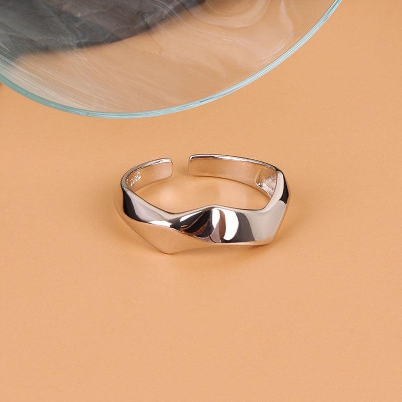 European And American Irregular Glossy Geometric Rhombus Opening Ring - LOX VAULT