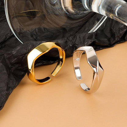 European And American Irregular Glossy Geometric Rhombus Opening Ring - LOX VAULT