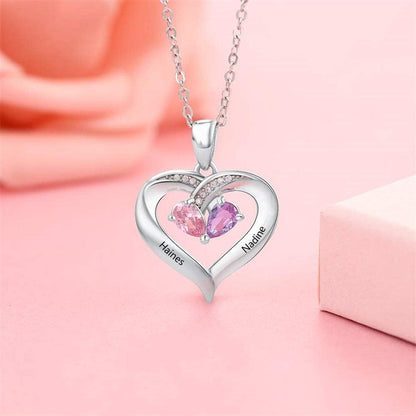 Gemstone Heart Name Necklace - LOX VAULT