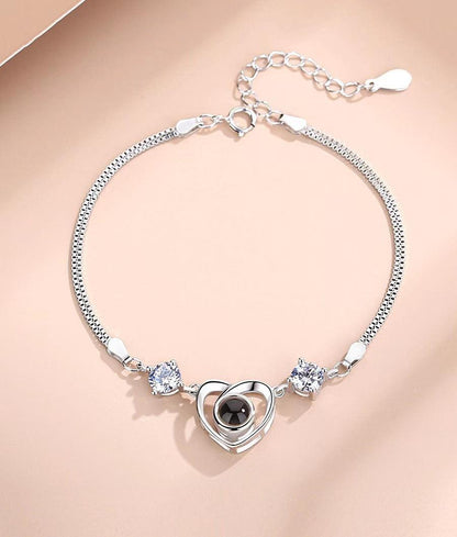 Personalised Crystal Heart Photo Projection Bracelet - LOX VAULT