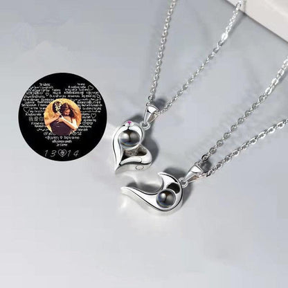 Personalised Couple Double Heart Projection Necklace - LOX VAULT