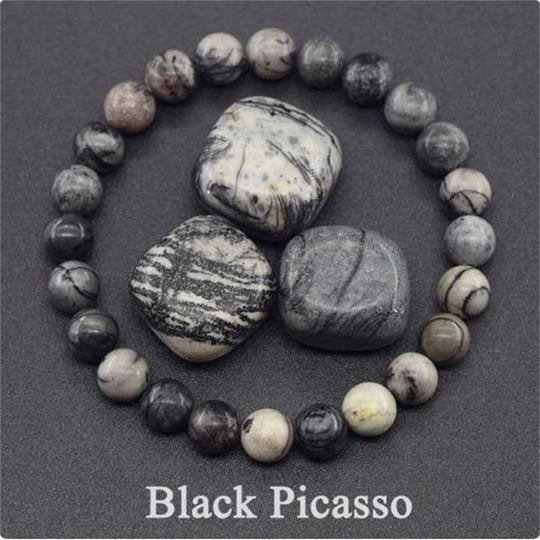 Natural Stone Elastic String Beaded Bracelet - LOX VAULT