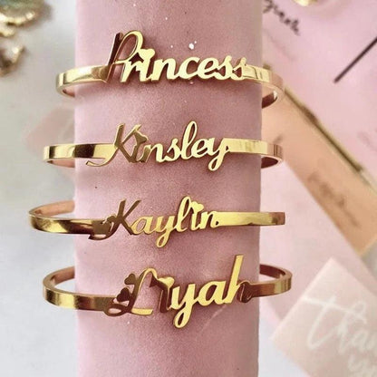 Custom Name Bracelets for Baby Personalized Name Bracelet Gold Color Stainless Steel Bangle Customized Children Birth Jewelry - LOX VAULT