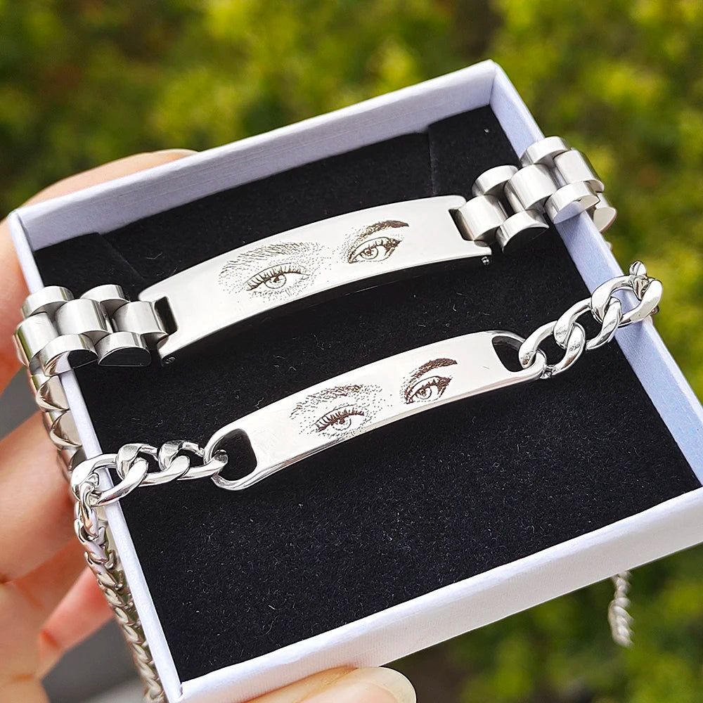 Silver Personalised Human Eye Bracelet