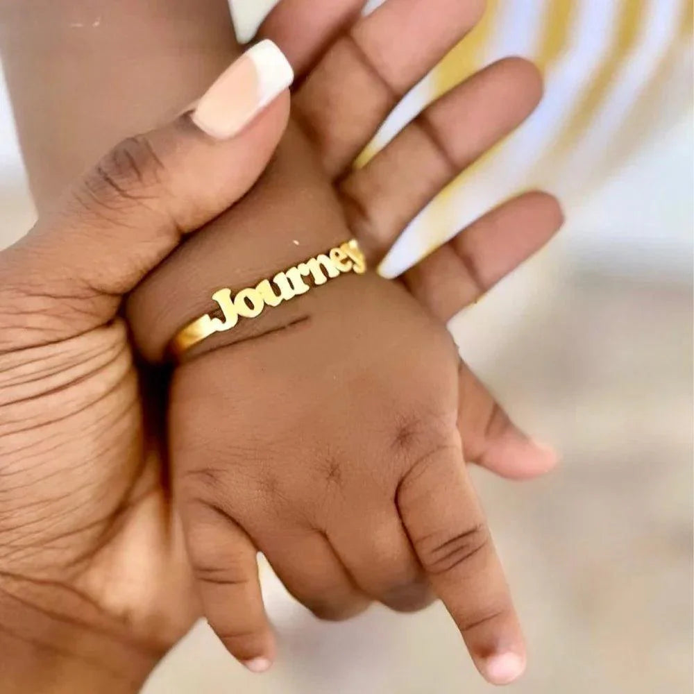 Custom Name Bracelets for Baby Personalized Name Bracelet Gold Color Stainless Steel Bangle Customized Children Birth Jewelry - LOX VAULT