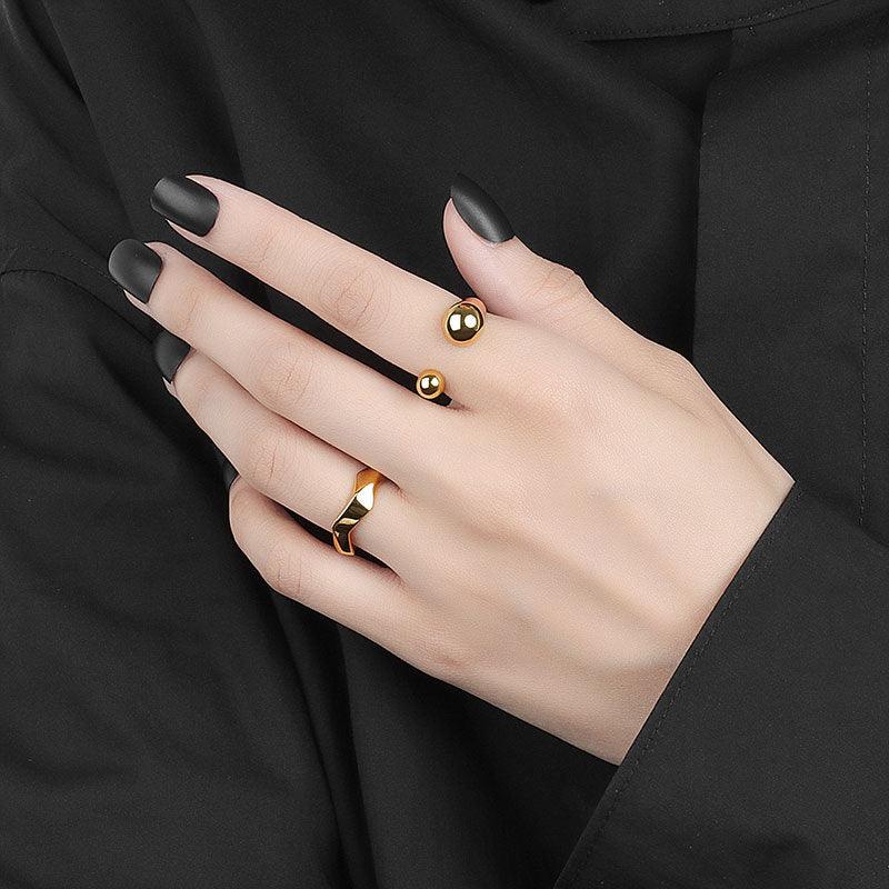 European And American Irregular Glossy Geometric Rhombus Opening Ring - LOX VAULT