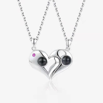 Personalised Couple Double Heart Projection Necklace - LOX VAULT