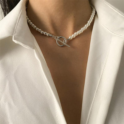 Elegant Glass Pearl Collarbone Necklace - LOX VAULT