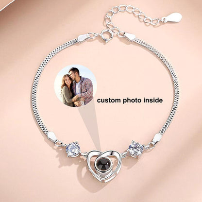 Personalised Crystal Heart Photo Projection Bracelet - LOX VAULT