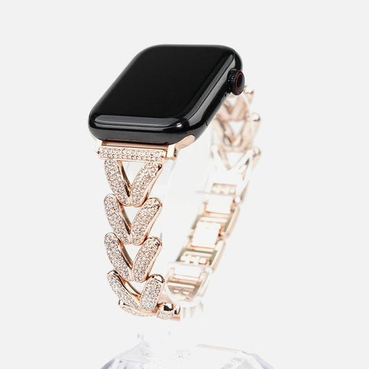 Diamond-embedded V-shaped Apple Watch Bracelet Band - LOX VAULT