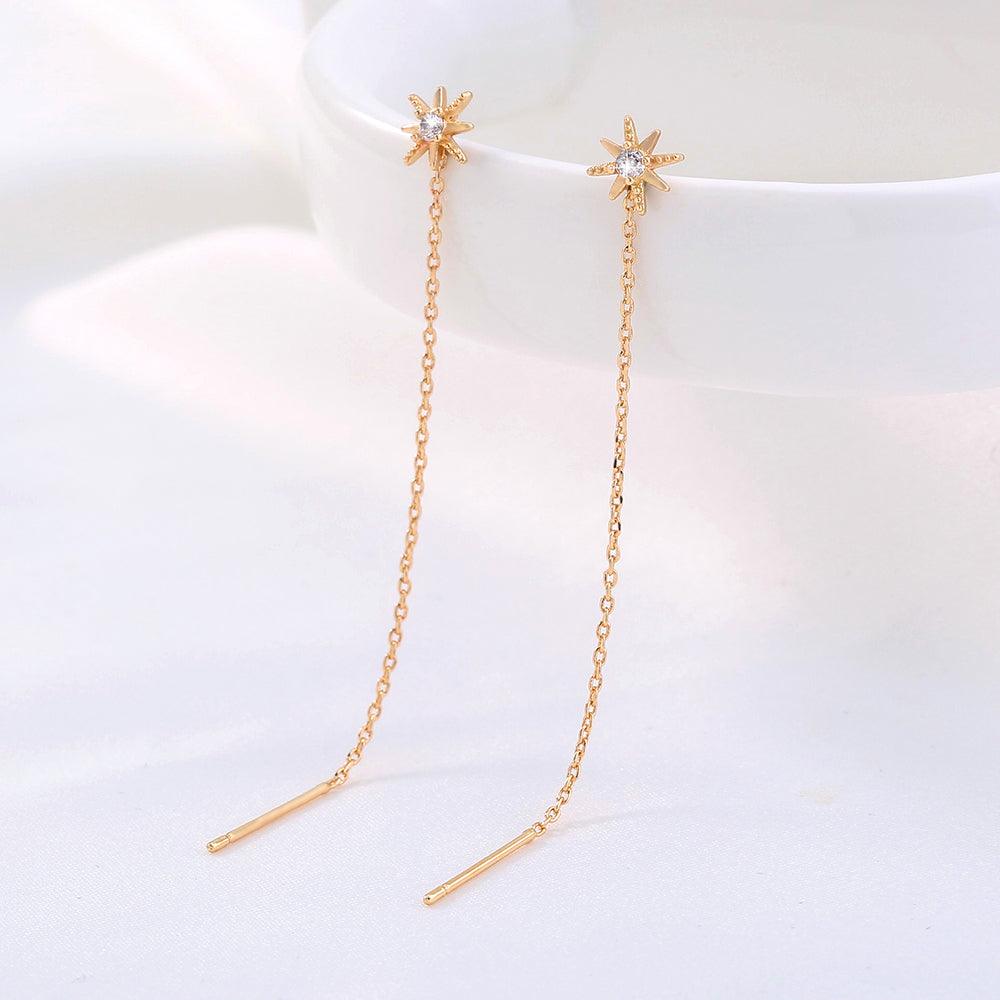 Gold Hexagram Zircon Copper Accessories Tassel Ear Wire - LOX VAULT