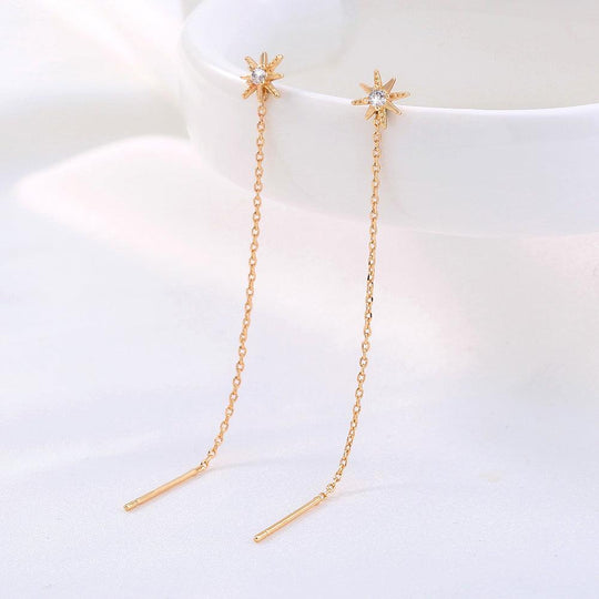 Gold Hexagram Zircon Copper Accessories Tassel Ear Wire - LOX VAULT